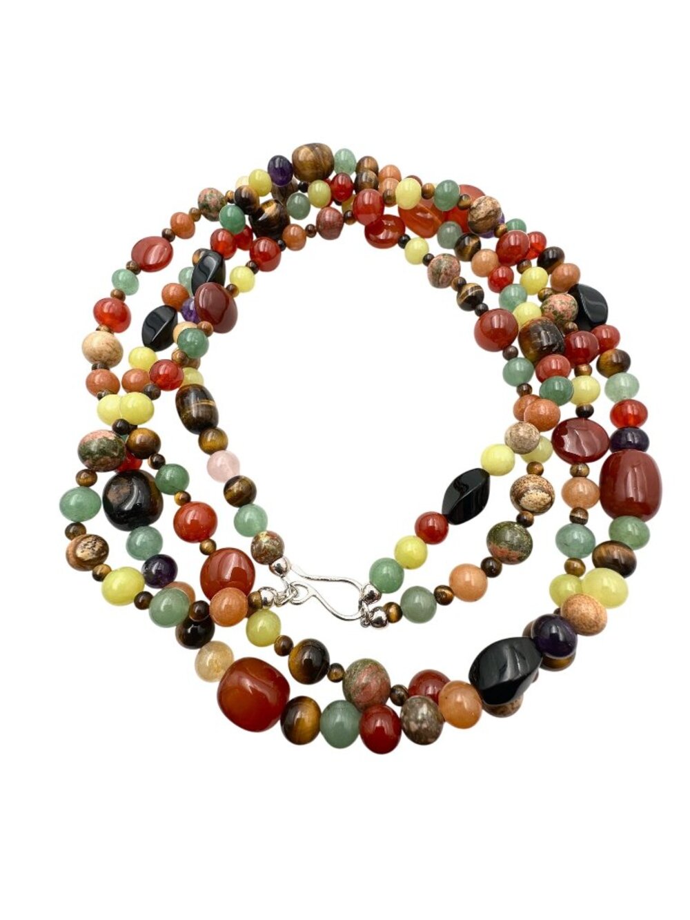 Jay King Necklace Mine Multi Gemstone Sterling Silver Necklace 36"